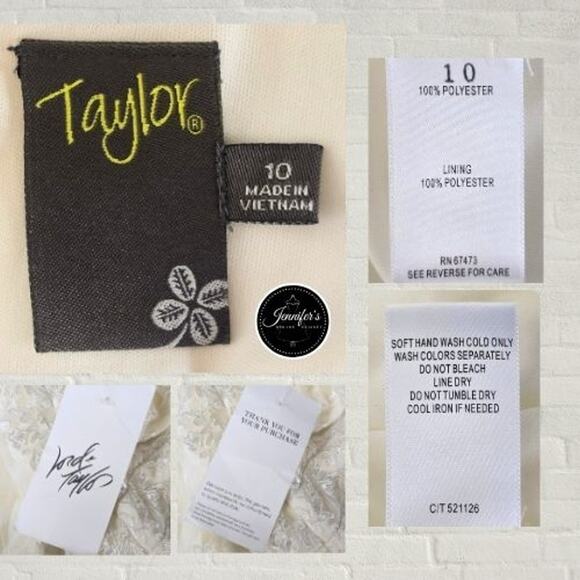 Taylor NWT Cream Embroidered Lace Sleeveless Fit & Flare Dress Size 10 - Picture 12 of 14